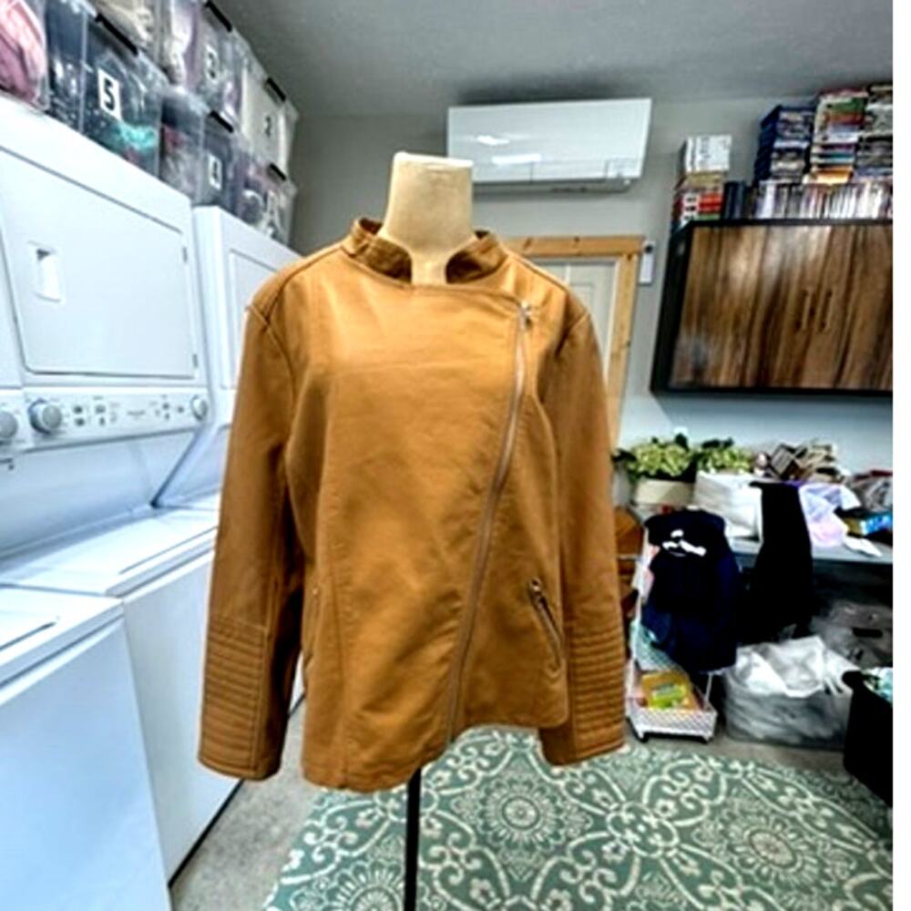 NWT!!! Metaphor ,Asymmetrical Zip Up ,Tan jacket, Faux Leather,Street‎ Wear